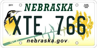 NE license plate XTE766