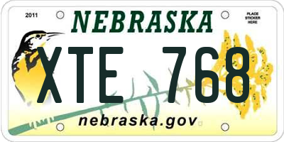 NE license plate XTE768