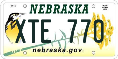 NE license plate XTE770