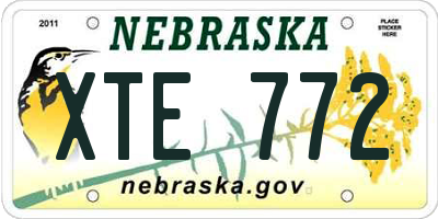 NE license plate XTE772