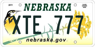 NE license plate XTE777