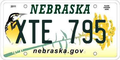 NE license plate XTE795