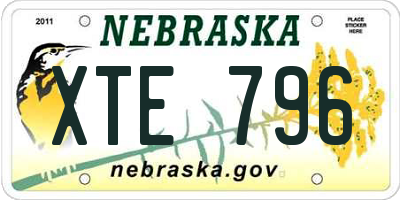 NE license plate XTE796