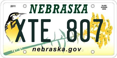 NE license plate XTE807