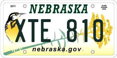 NE license plate XTE810