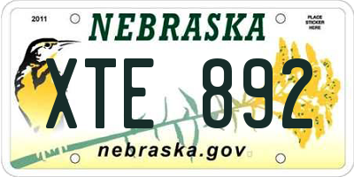 NE license plate XTE892