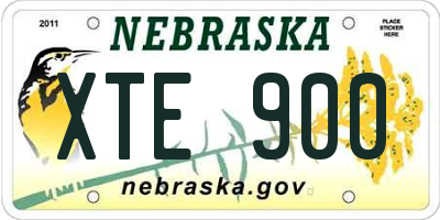 NE license plate XTE900