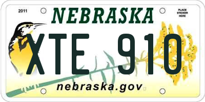 NE license plate XTE910