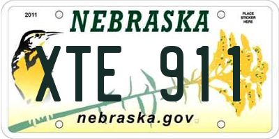 NE license plate XTE911