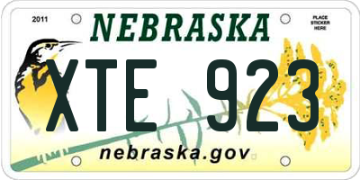 NE license plate XTE923