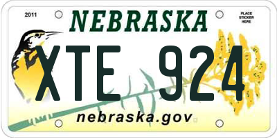NE license plate XTE924