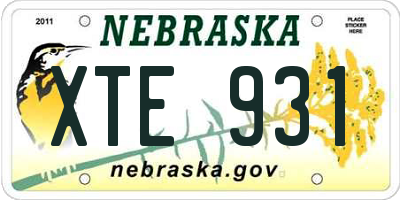 NE license plate XTE931