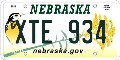 NE license plate XTE934