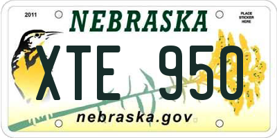 NE license plate XTE950