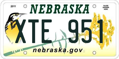 NE license plate XTE951