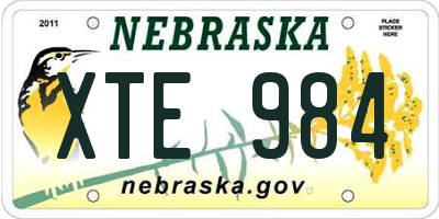NE license plate XTE984