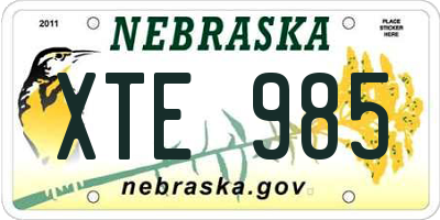NE license plate XTE985