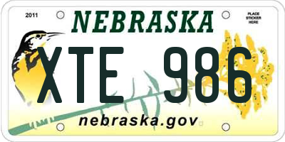 NE license plate XTE986