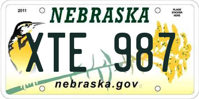 NE license plate XTE987