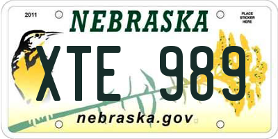 NE license plate XTE989