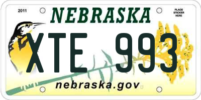 NE license plate XTE993