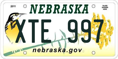 NE license plate XTE997