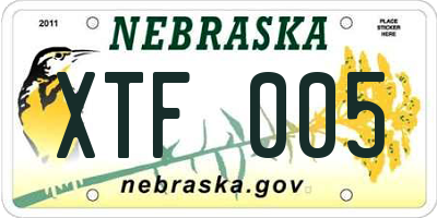 NE license plate XTF005