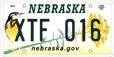 NE license plate XTF016
