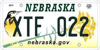 NE license plate XTF022