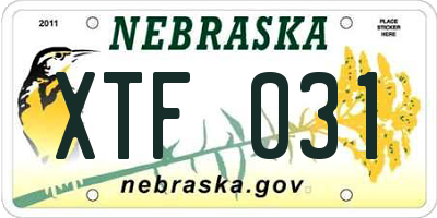 NE license plate XTF031