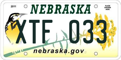 NE license plate XTF033