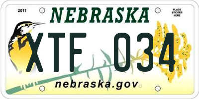 NE license plate XTF034
