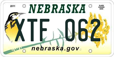 NE license plate XTF062