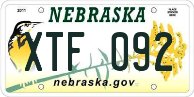 NE license plate XTF092