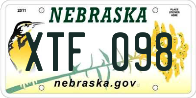NE license plate XTF098