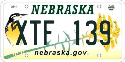 NE license plate XTF139