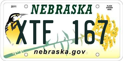 NE license plate XTF167