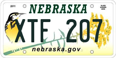 NE license plate XTF207