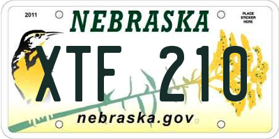 NE license plate XTF210