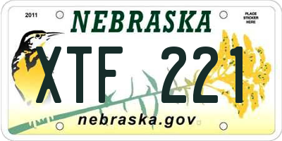 NE license plate XTF221