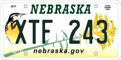 NE license plate XTF243