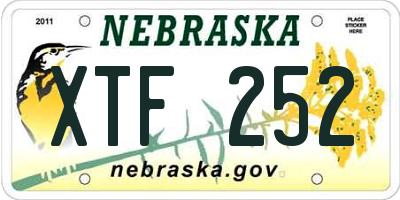 NE license plate XTF252