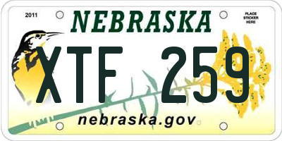 NE license plate XTF259