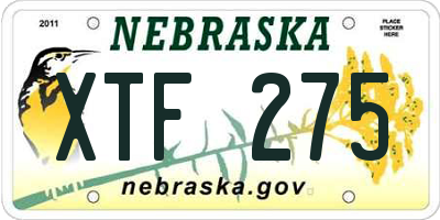 NE license plate XTF275