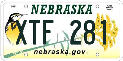 NE license plate XTF281