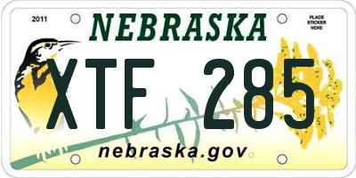 NE license plate XTF285