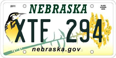 NE license plate XTF294