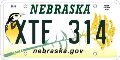 NE license plate XTF314