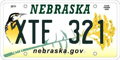NE license plate XTF321