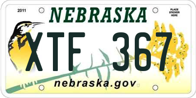 NE license plate XTF367